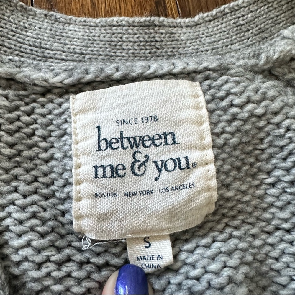 Between Me & You Wool Mix Gray Cardigan Small Button down - Picture 3 of 9